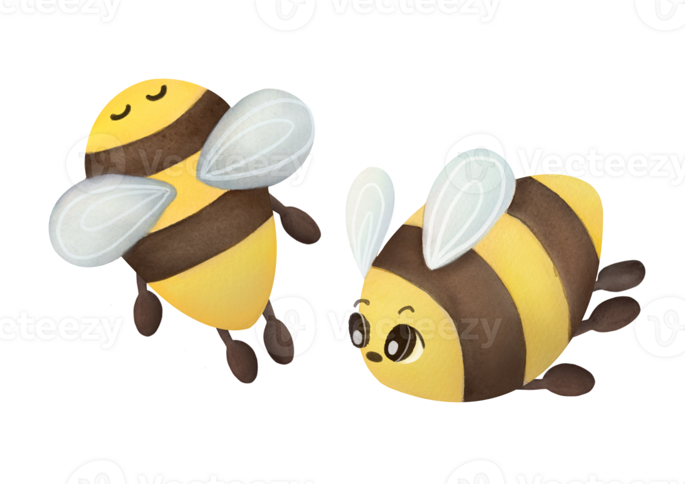 mignonne aquarelle illustration de peu les abeilles avec vol chemin. mon chéri bourdons conception pour bébé douche. puéril marrant impression avec insecte sur transparent Contexte. agrafe art et Couper en dehors illustration png