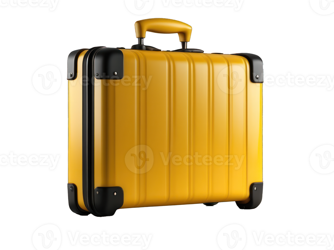 yellow suitcase isolated on transparent background generative ai png