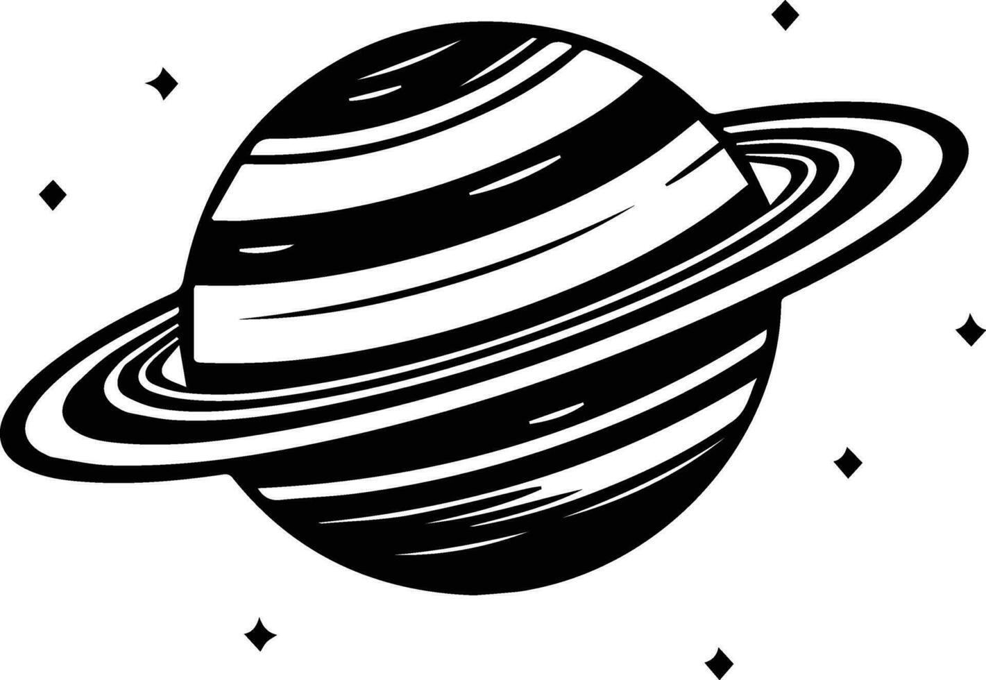 planet with rings logo in flat line art style vector