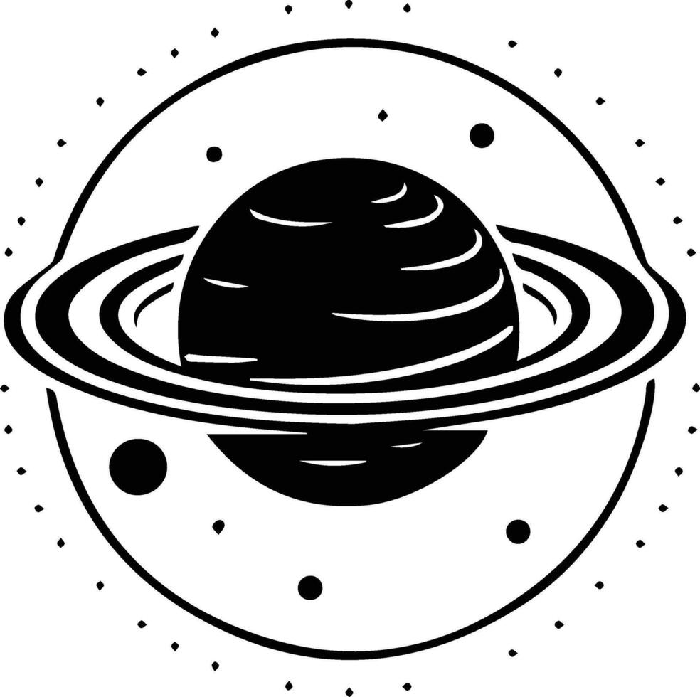 planet with rings logo in flat line art style vector