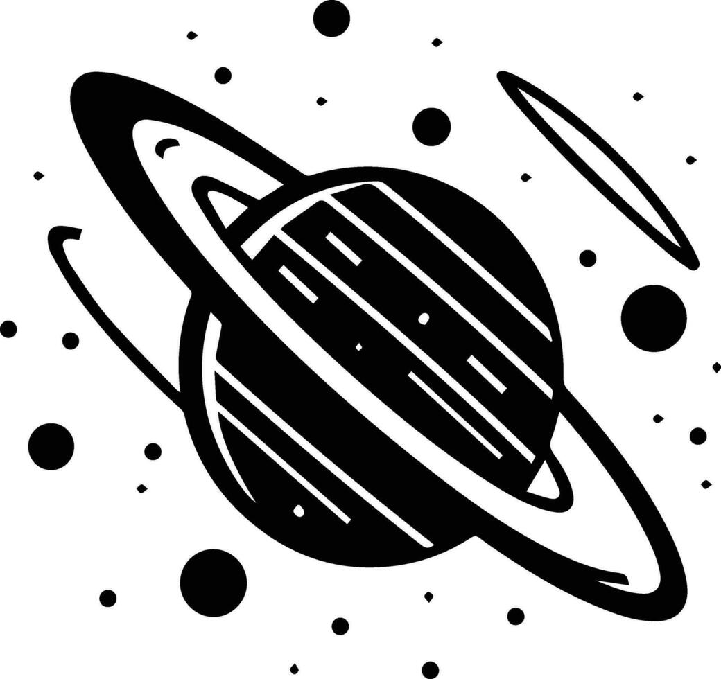 planet with rings logo in flat line art style vector