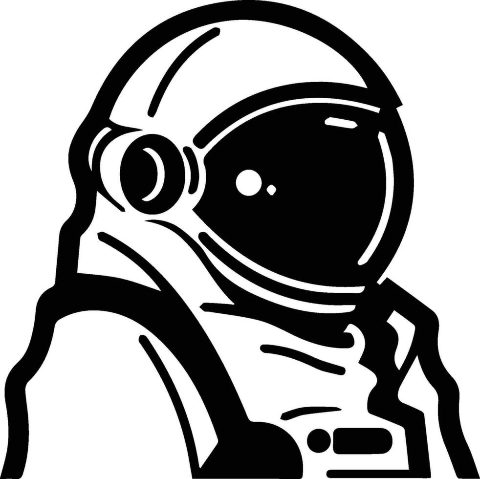 astronauta y planeta logo en plano línea Arte estilo vector