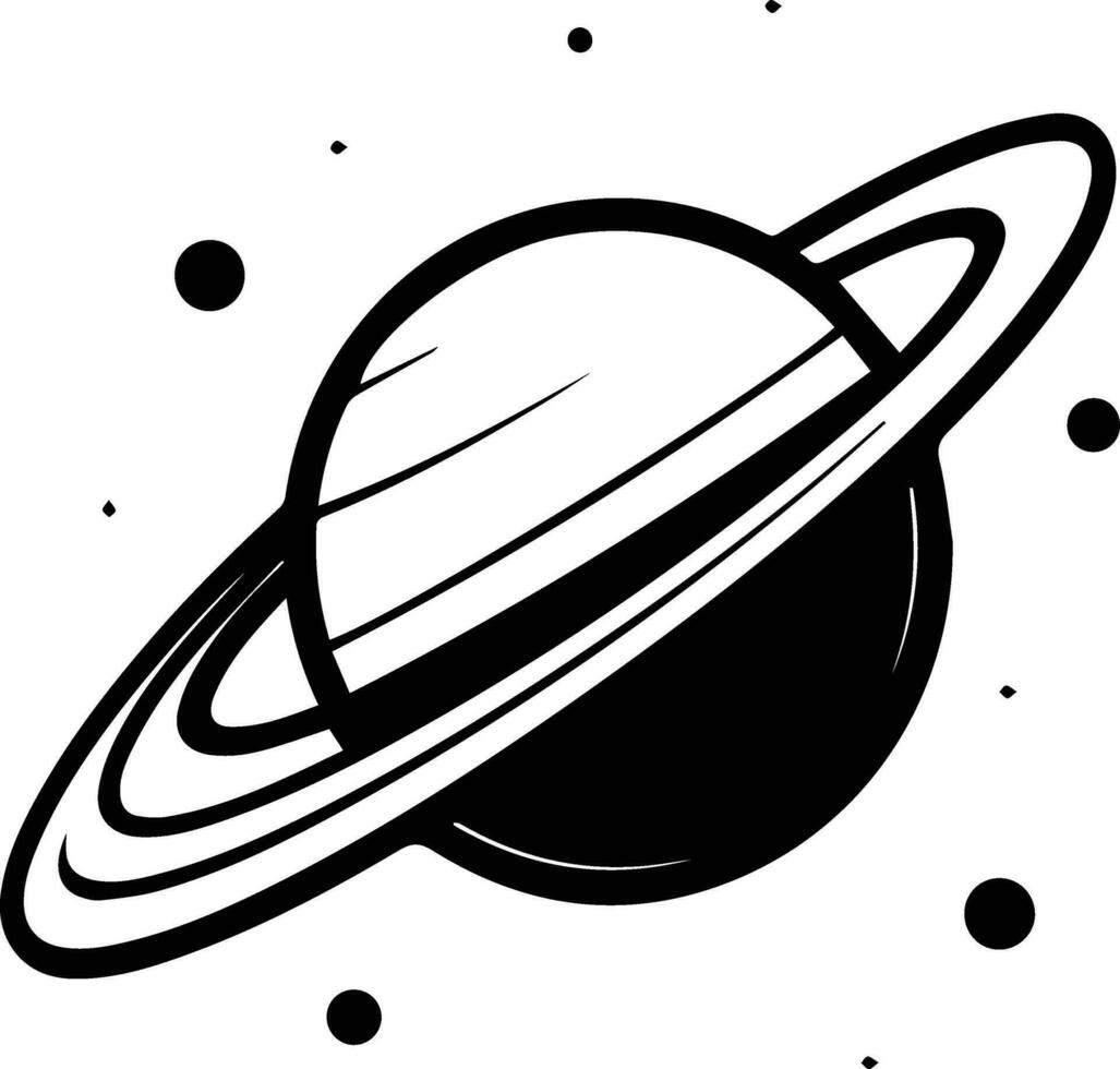 planet with rings logo in flat line art style vector