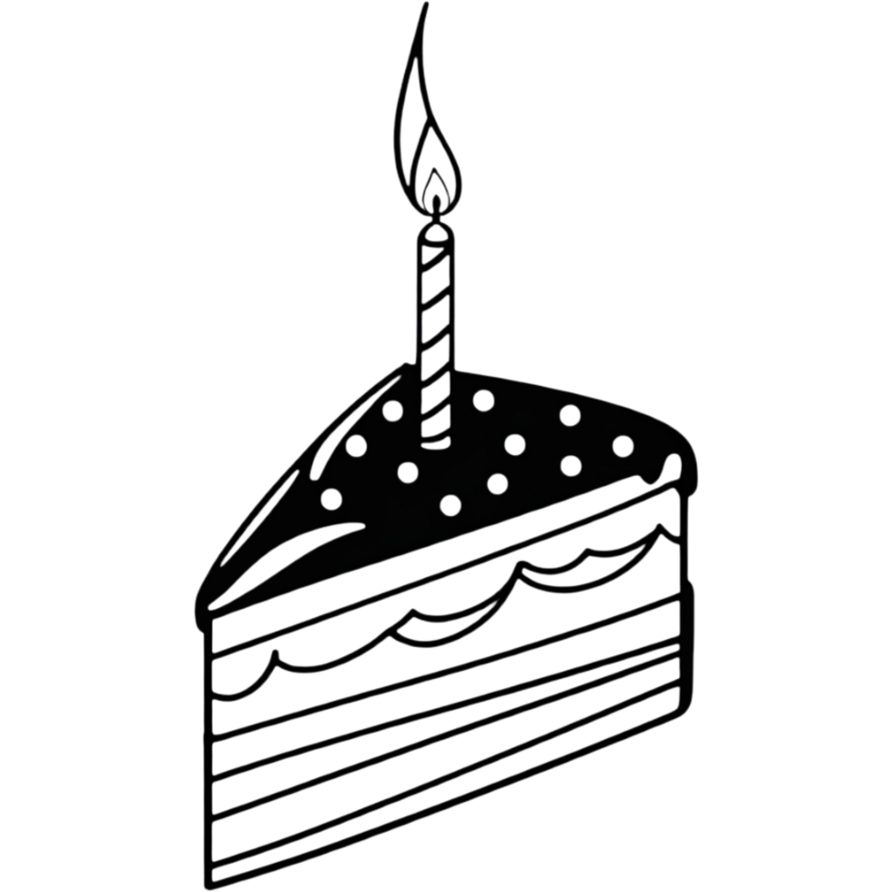 Hand drawn birthday cake with candle.AI Generative png