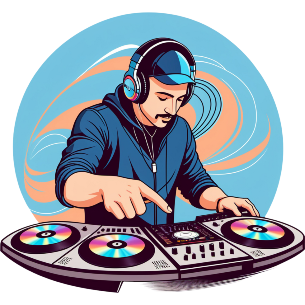 Disc jockey with headphone.AI Generative png