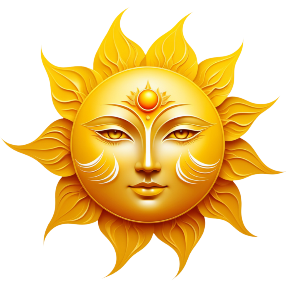 Yellow sun face.AI Generative png