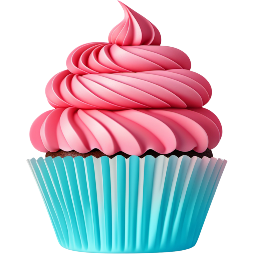 Delicious cupcake pink topping.AI Generative png