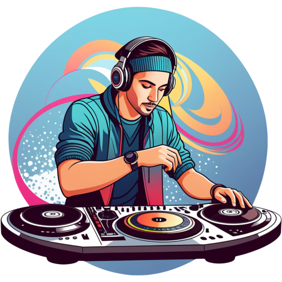 Disc jockey with headphone.AI Generative png