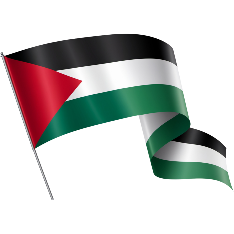 Waving ribbon Palestine flag.AI Generative png