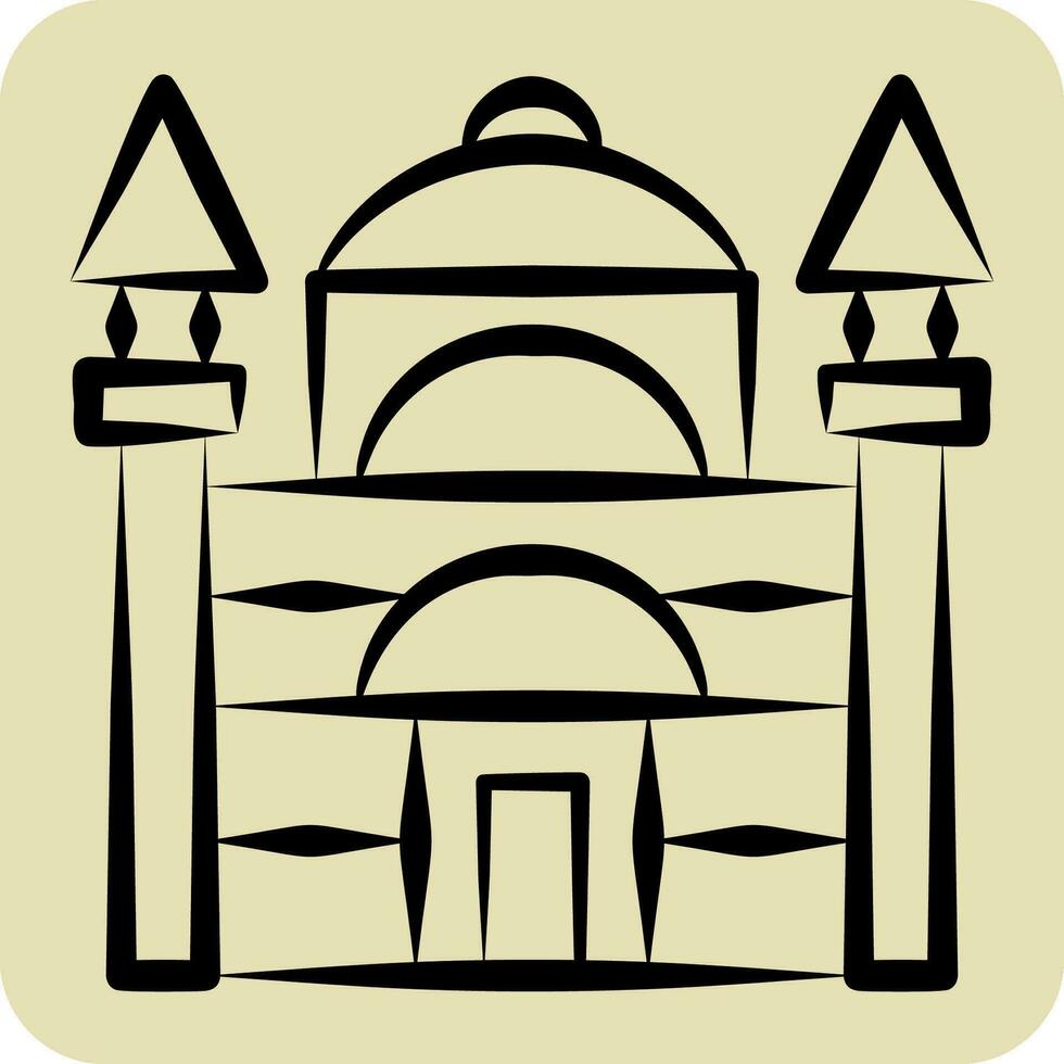 Icon Blue Mosque. related to Turkey symbol. hand drawn style. simple design editable. simple illustration vector