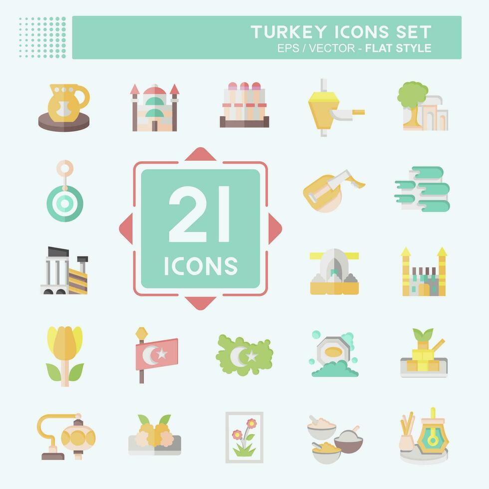 Icon Set Turkey. related to Education symbol. flat style. simple design editable. simple illustration vector