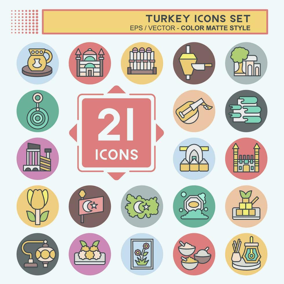 Icon Set Turkey. related to Education symbol. color mate style. simple design editable. simple illustration vector