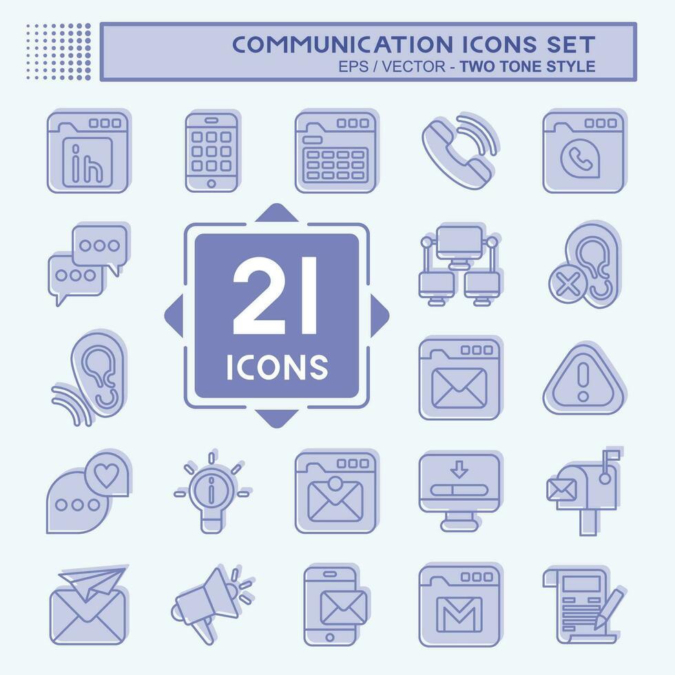 Icon Set Communication. related to Internet symbol. two tone style. simple design editable. simple illustration vector