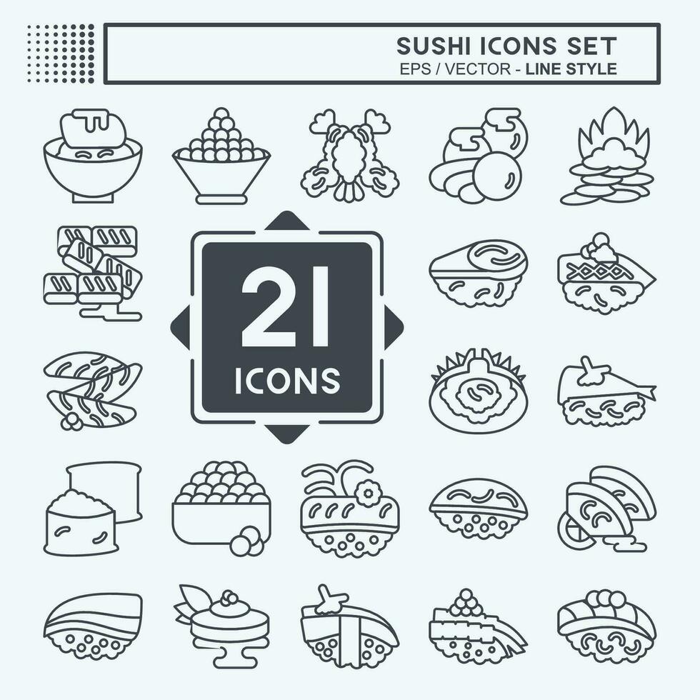Icon Set Sushi. related to Japanese food symbol. line style. simple design editable. simple illustration vector