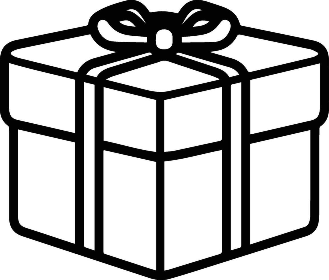 regalo caja y cumpleaños logo en plano línea Arte estilo vector