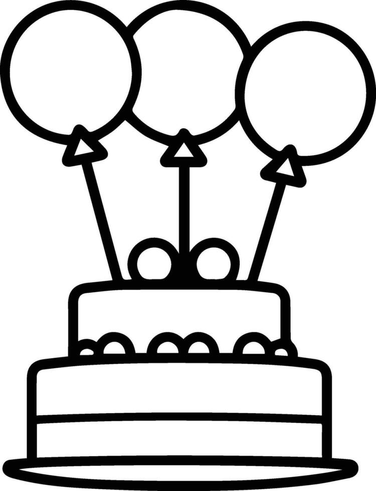 Birthday cake logo in flat line art style vector