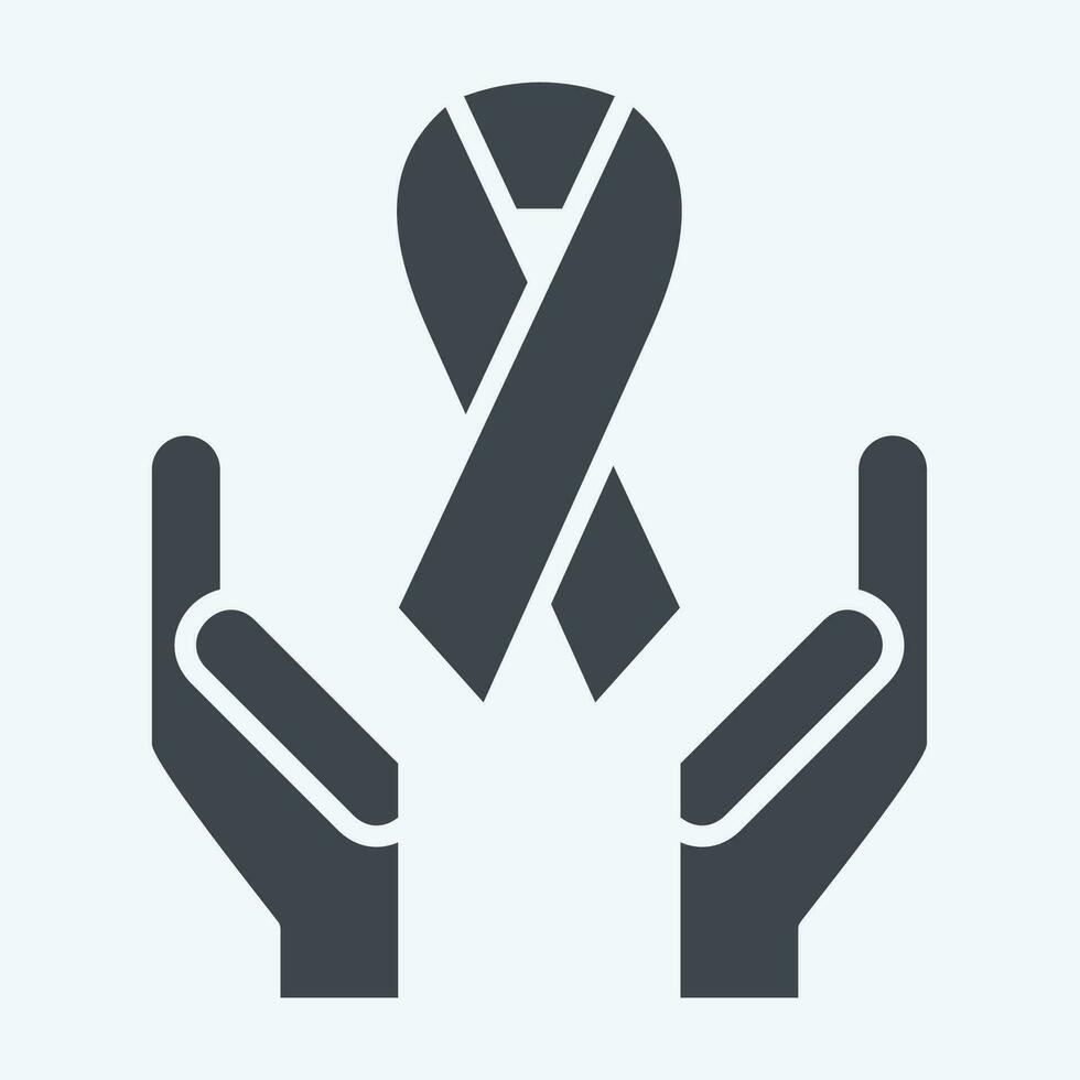 Icon Ribbon. related to World Cancer symbol. glyph style. simple design editable. simple illustration vector