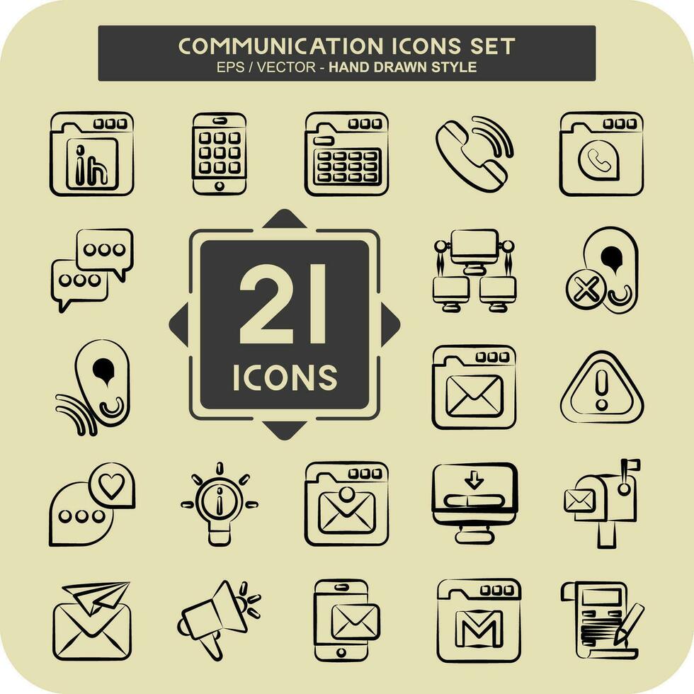 Icon Set Communication. related to Internet symbol. hand drawn style. simple design editable. simple illustration vector