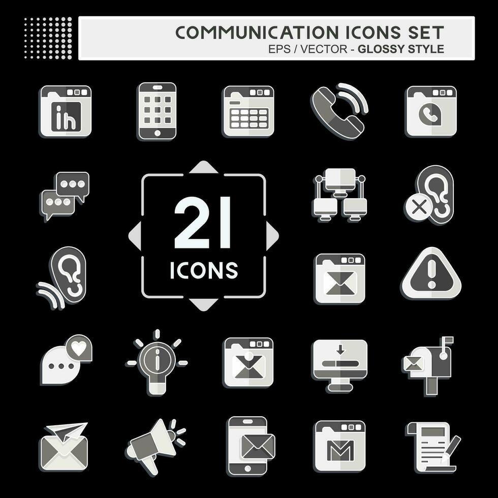 Icon Set Communication. related to Internet symbol. glossy style. simple design editable. simple illustration vector