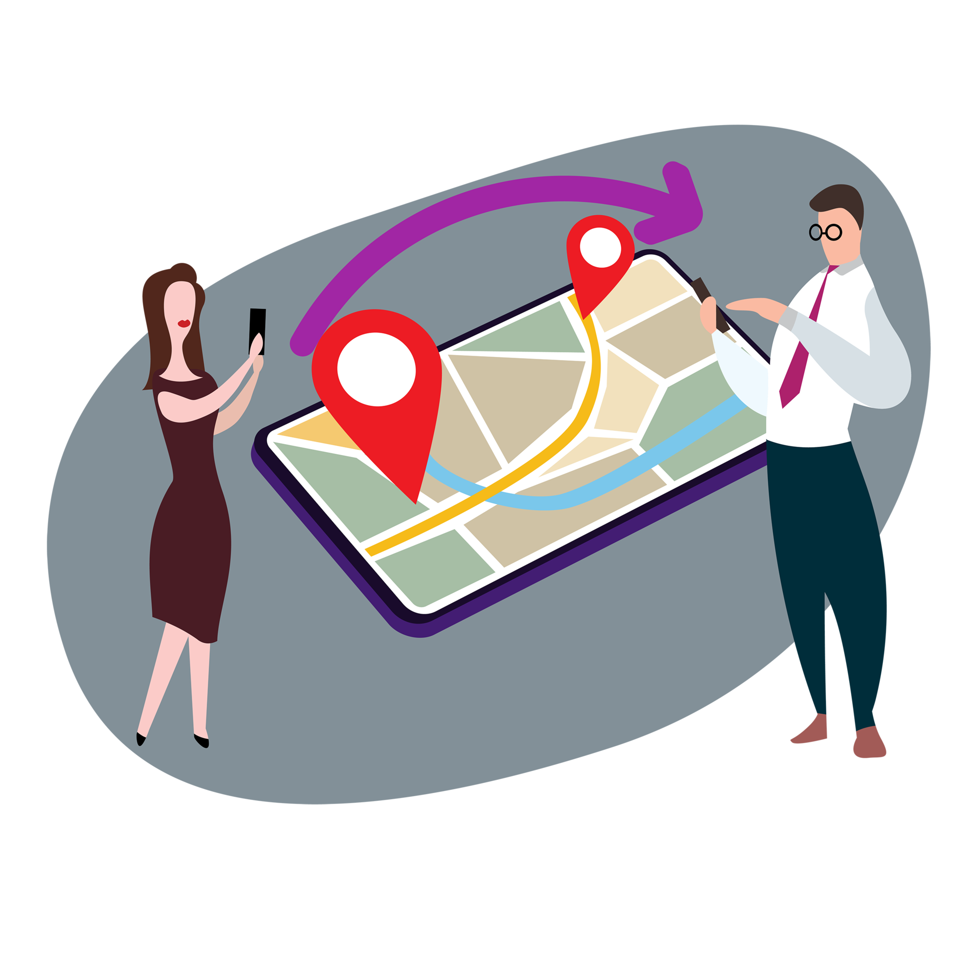 2 Business People Working On Mobile Phone Sharing Location 33126780 PNG 2-business-people-working-on-mobile-phone-sharing-location-33126780-png