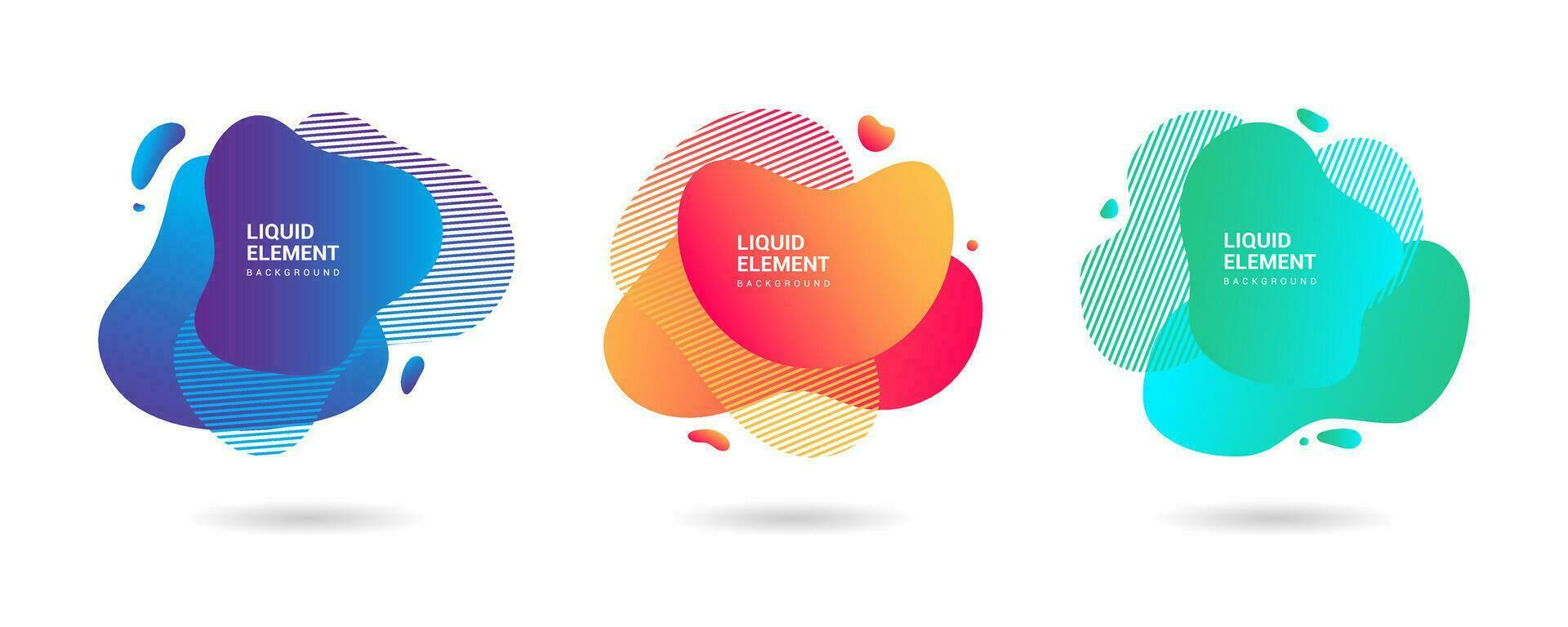 A collection of dynamic gradient graphic elements in a modern style. Banner with flowing liquid shape. Logos, flyers, presentations, cards, invitation templates. Vector illustrations.