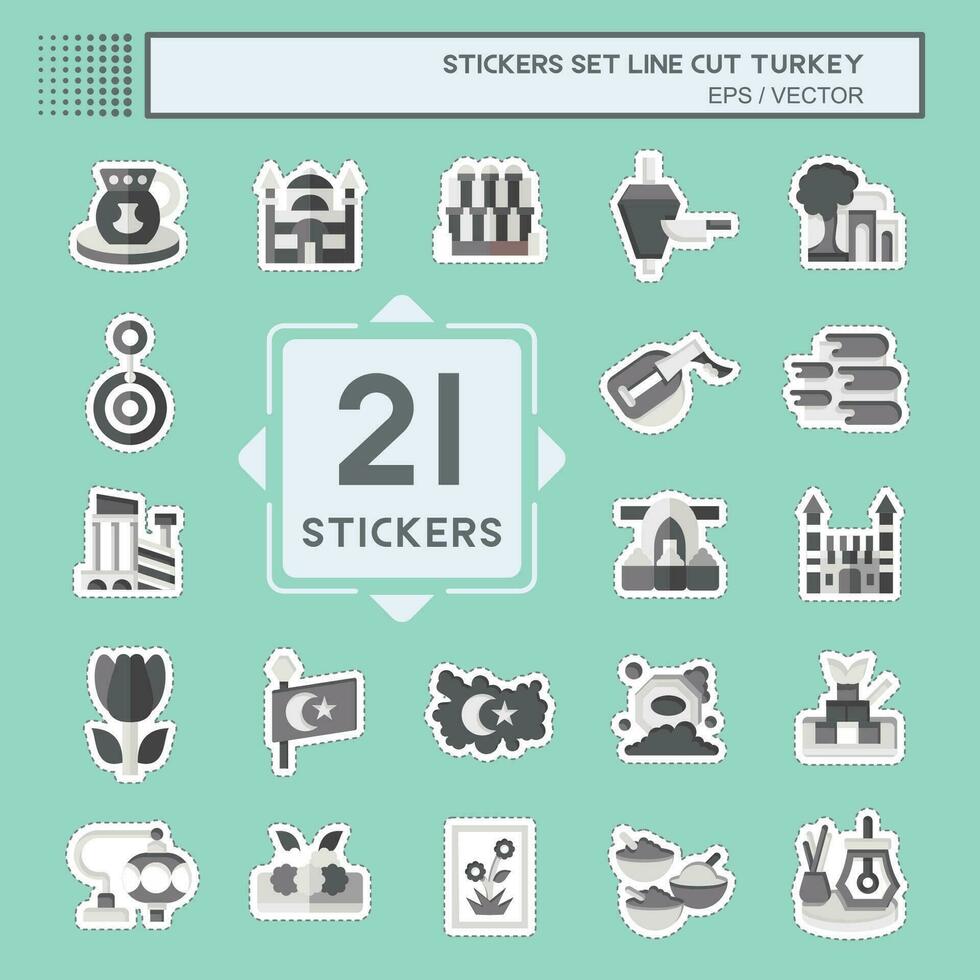 Sticker line cut Set Turkey. related to Education symbol. simple design editable. simple illustration vector