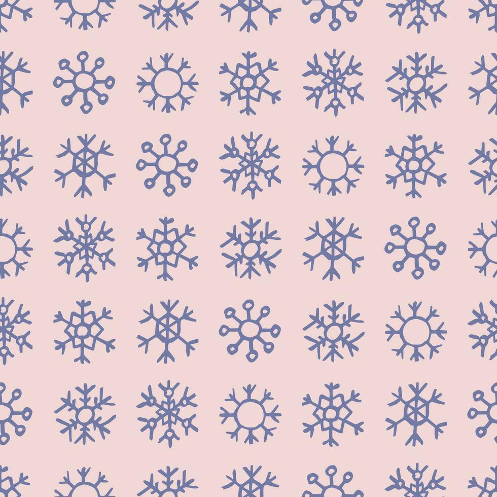 Seamless background of hand drawn snowflakes. Christmas and New Year decoration elements. Vector illustration.