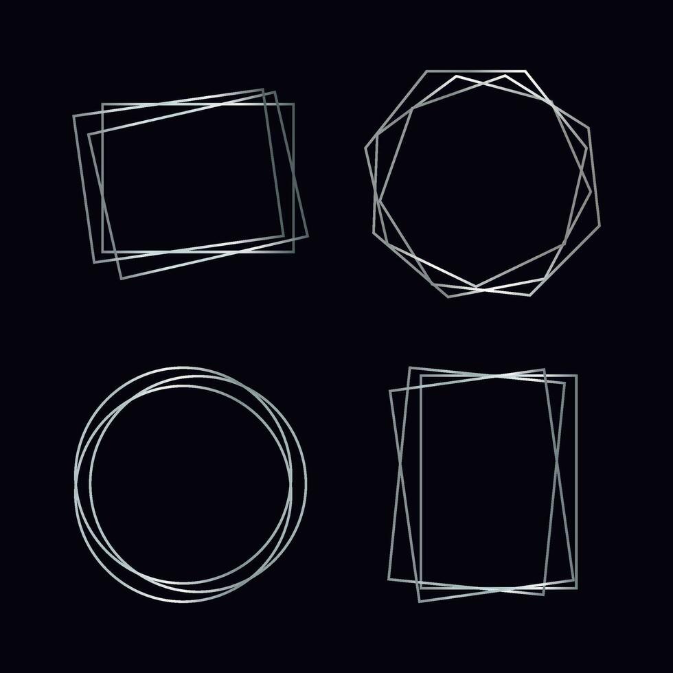 Silver geometric polygonal frame vector