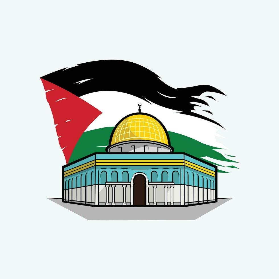 Dome Of The Rock Jerusalem Palestine Gaza Isolated vector
