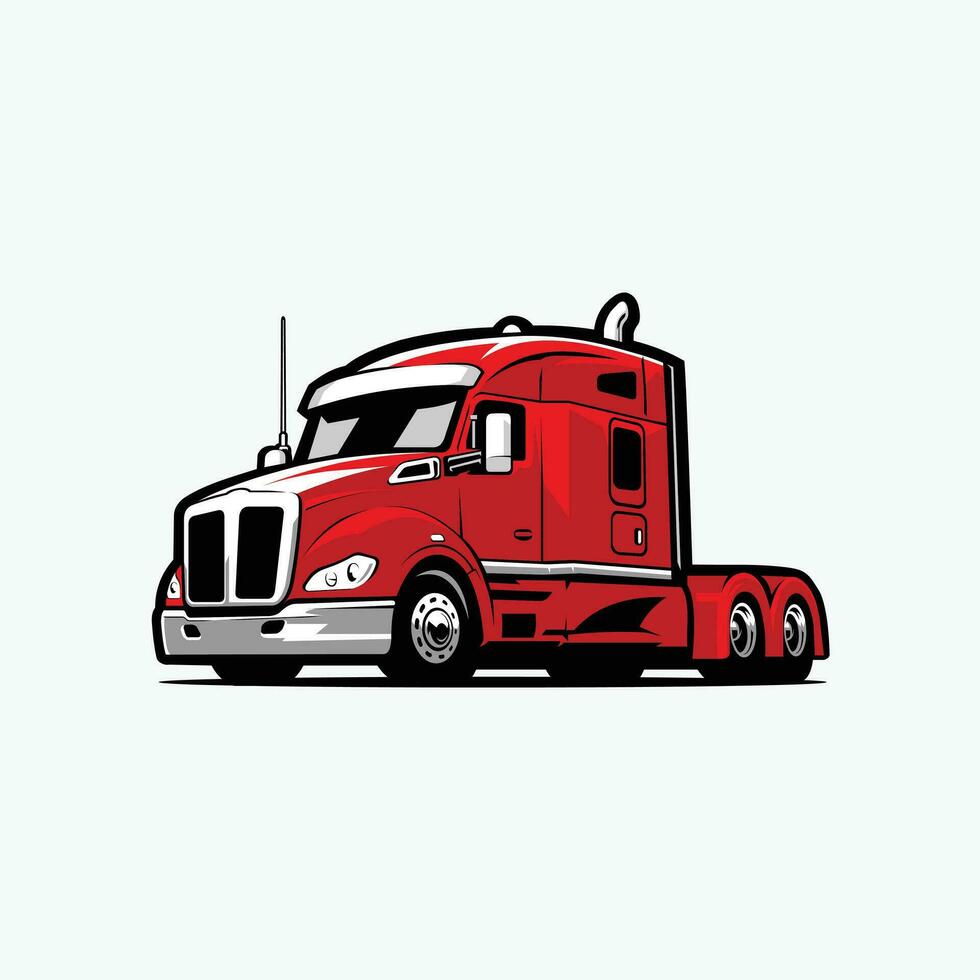 Big Semi Truck 18 Wheeler Vector Art Illustration. Best for Trucking Related Industry