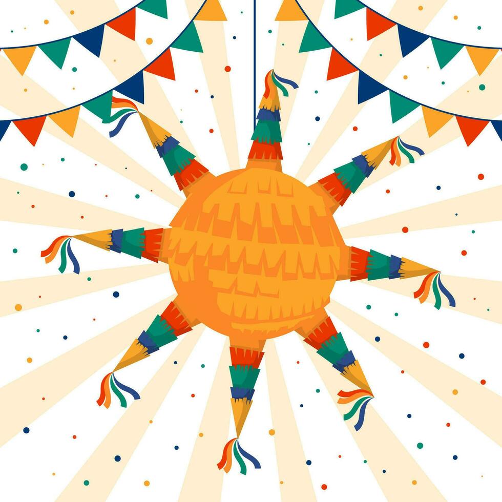 posada pinata illustration in flat design vector style