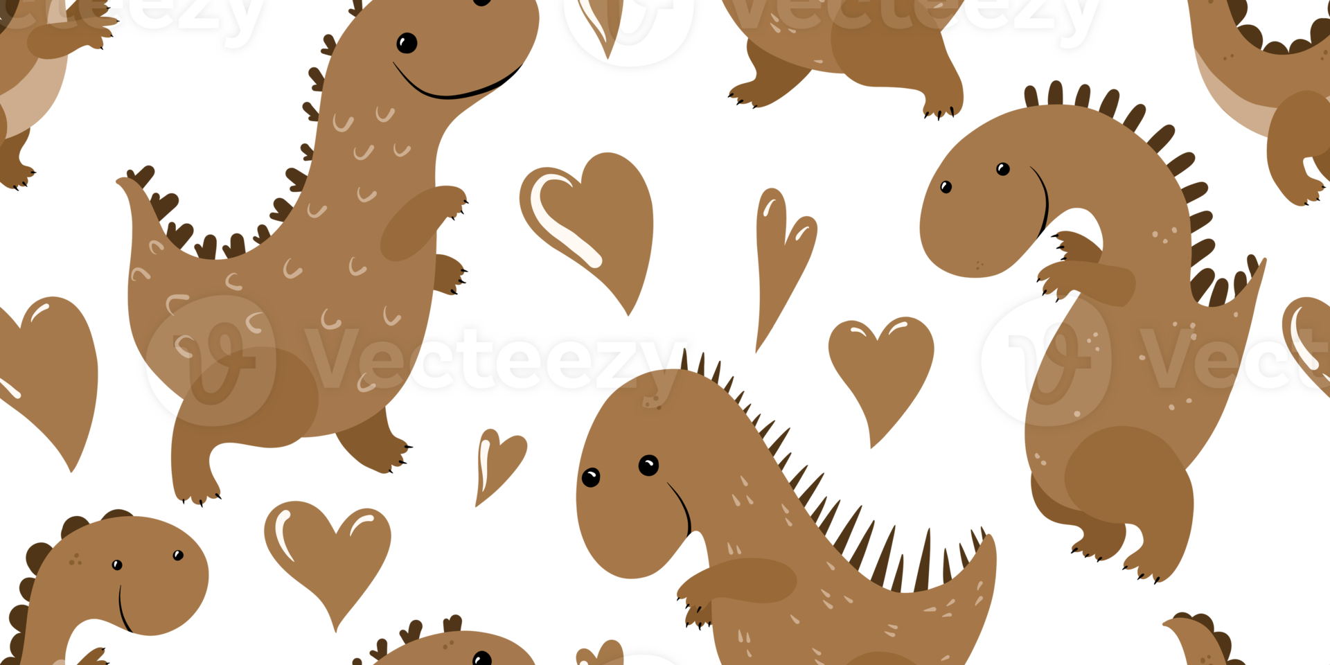 seamless pattern with brown dino. Dinosaur endless pattern, childish background for textile, nursery, wall art, paper, design and print png