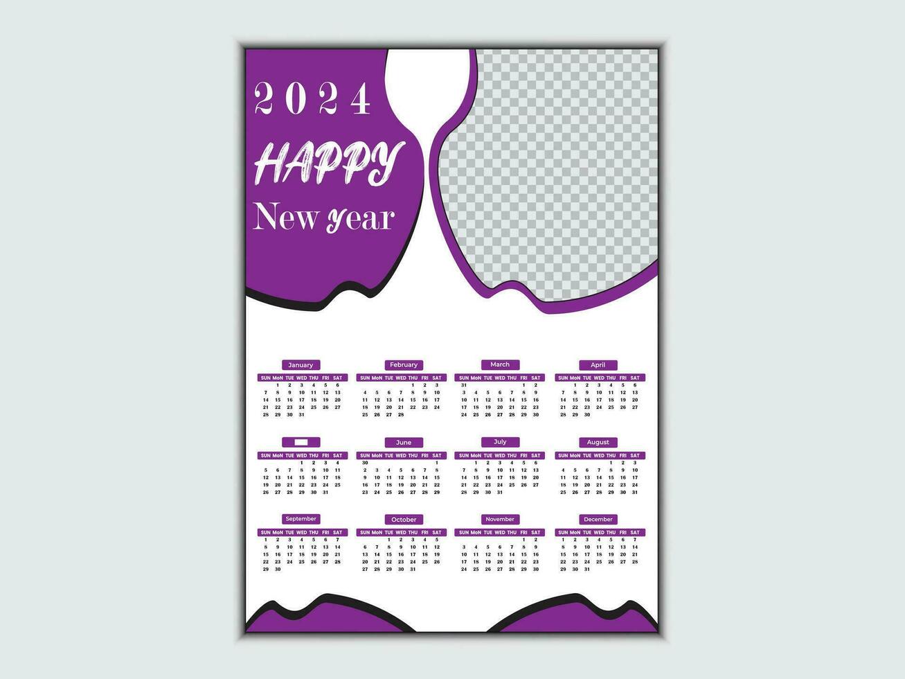 Creative modern 2024 new year calendar design vector