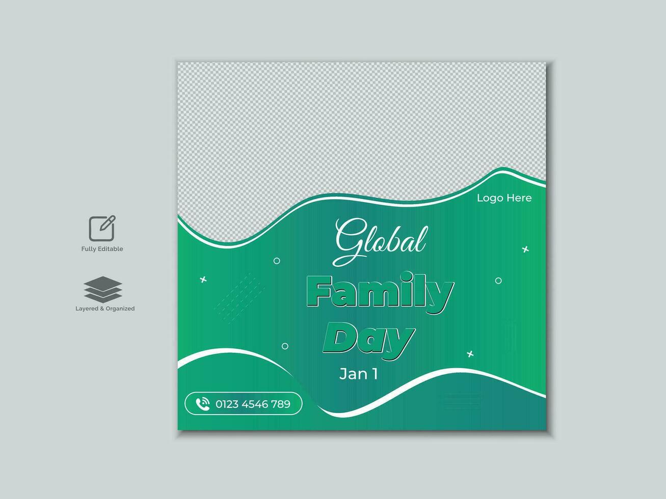 Global Family day Social Media Post Design vector