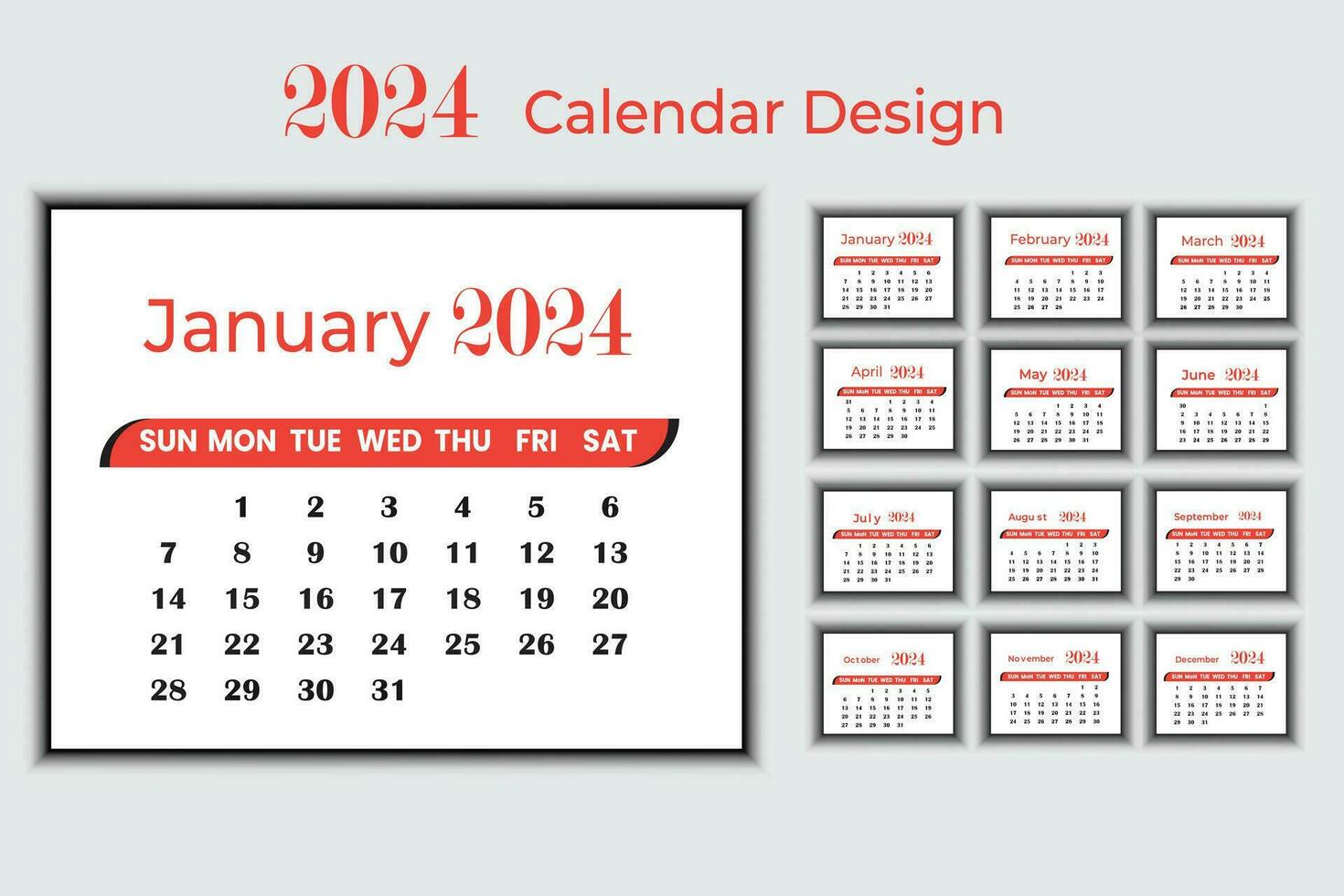 Creative modern 2024 new year calendar design vector