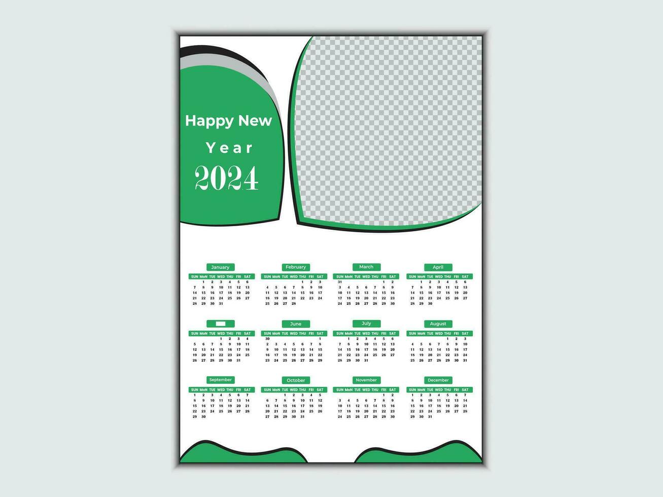 Creative modern 2024 new year calendar design vector