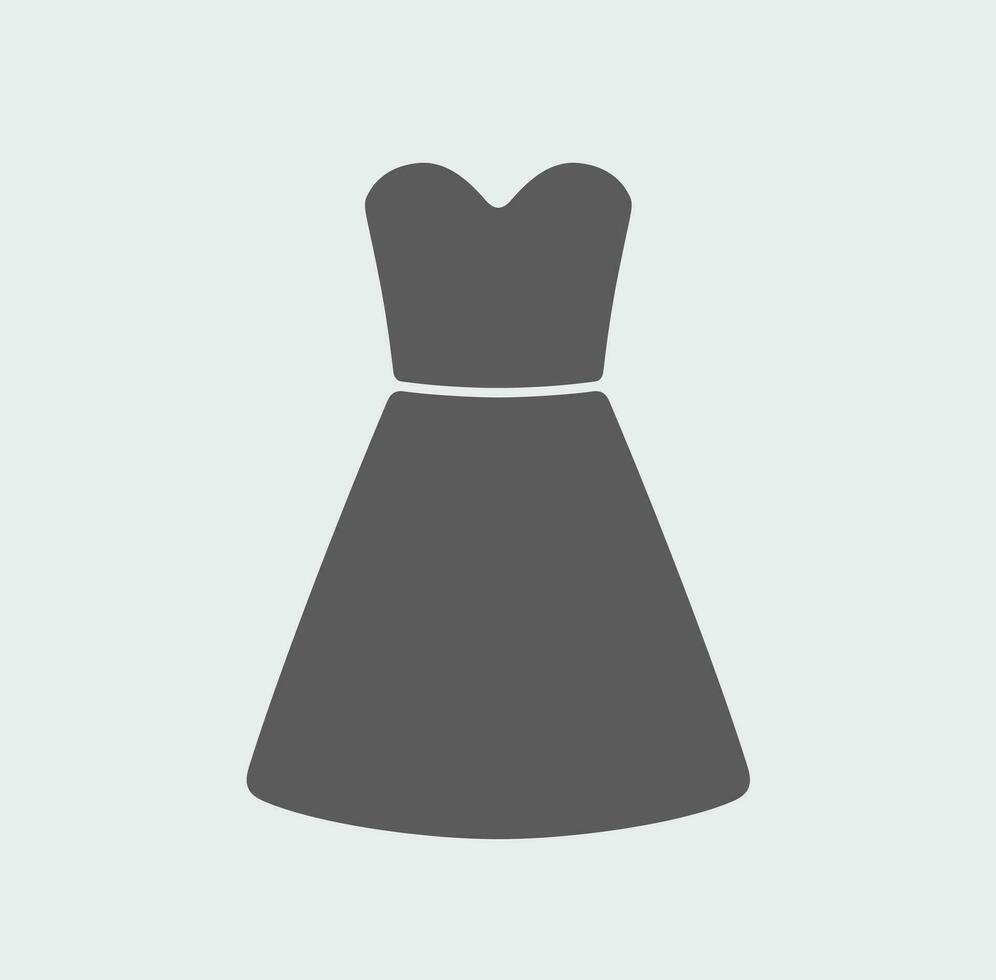 Women's strapless evening dress. Clothes icon on a background. Vector illustration.