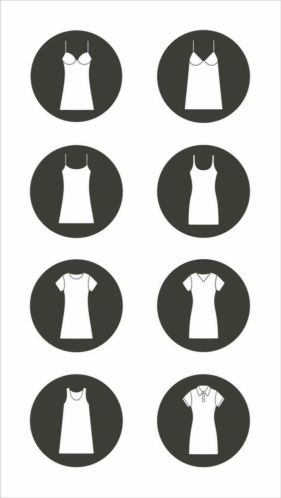 Women's casual dress icon in the circle. Vector illustration.