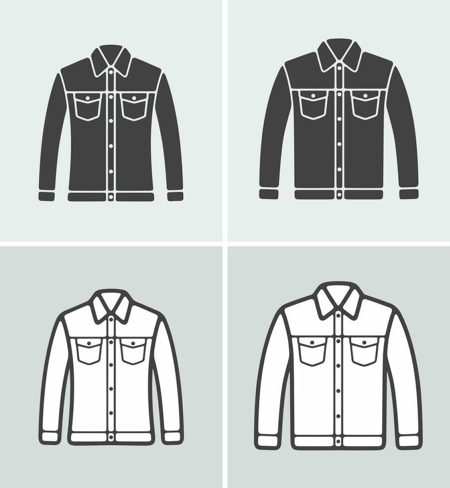 de los hombres y De las mujeres vaquero chaqueta en un antecedentes. ropa icono. vector ilustración.