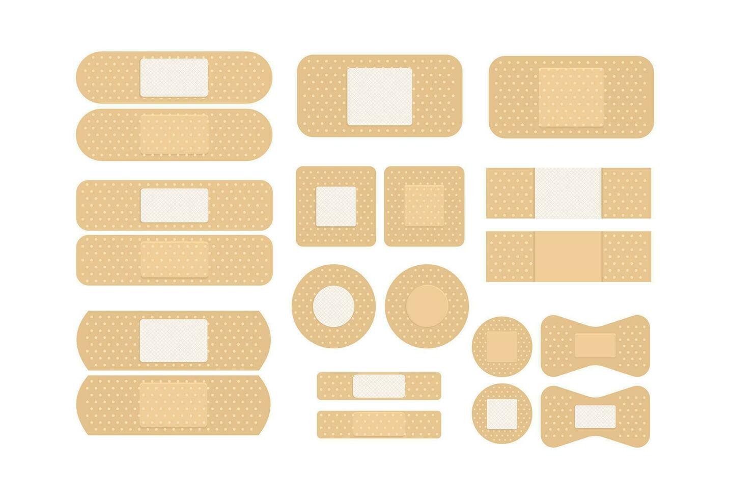 Set of different adhesive patch, medical plasters, bandage Vector