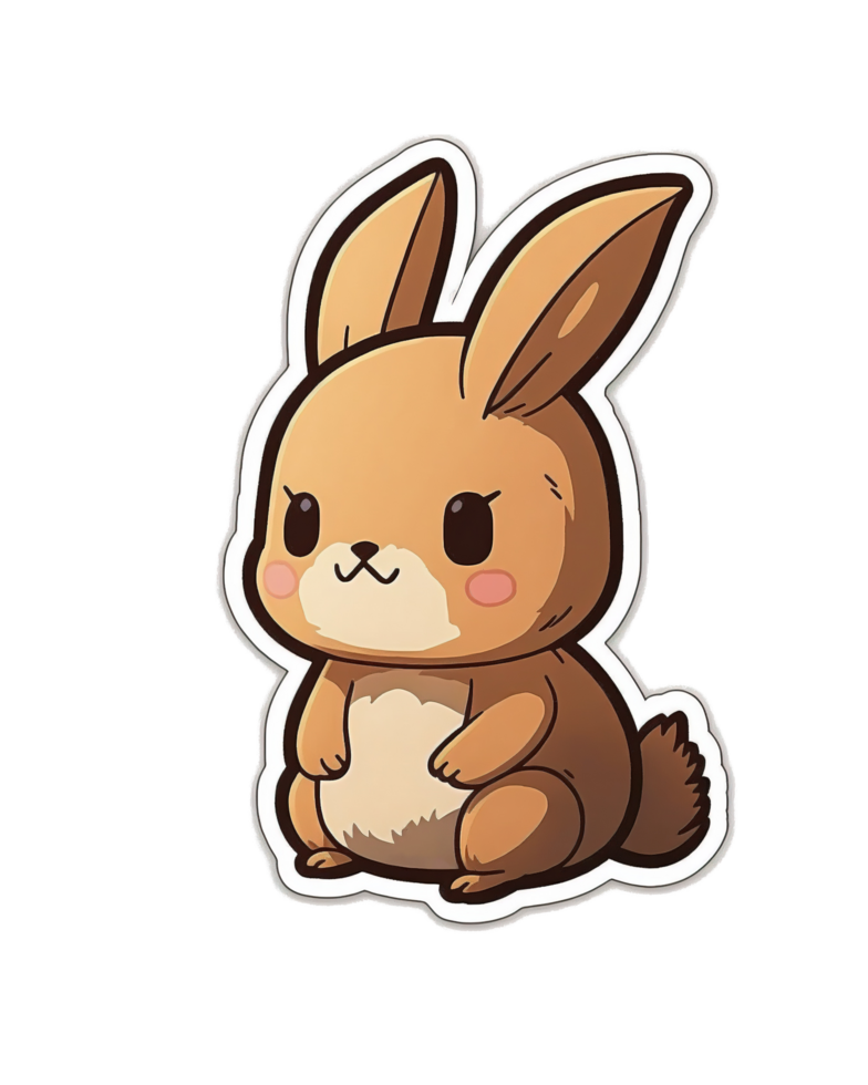 cartoon style cute rabbit vinyl decal sticker transparent background