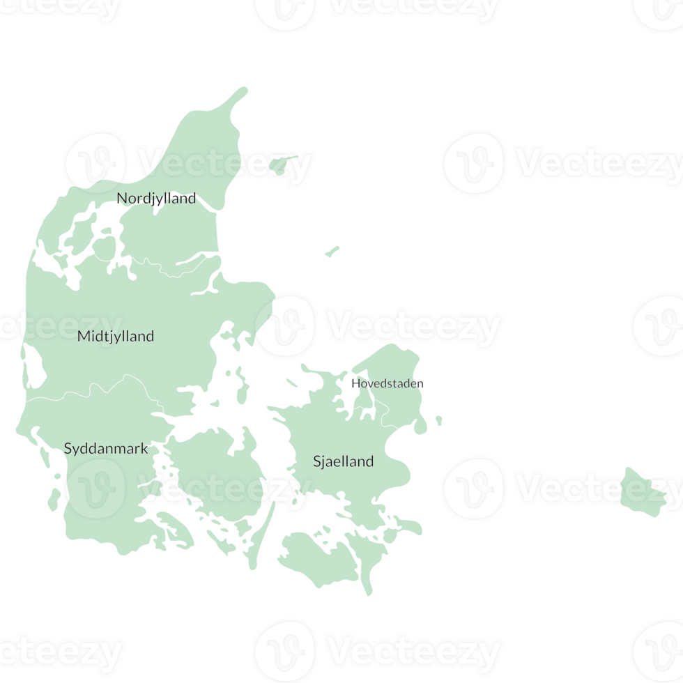 Denmark map with main regions. Map of Denmark png
