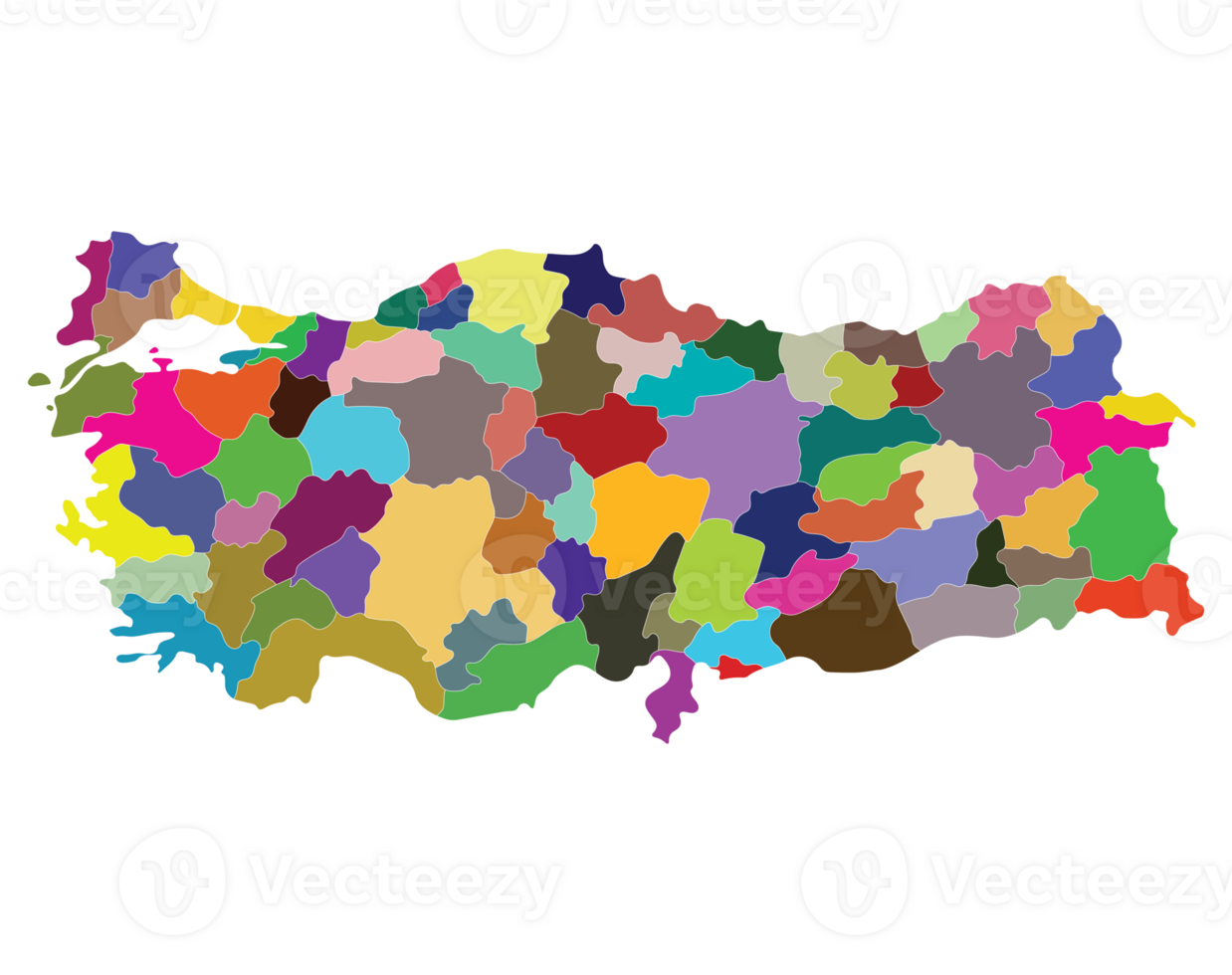 Turkey map with administrative provinces. Map of Turkey png