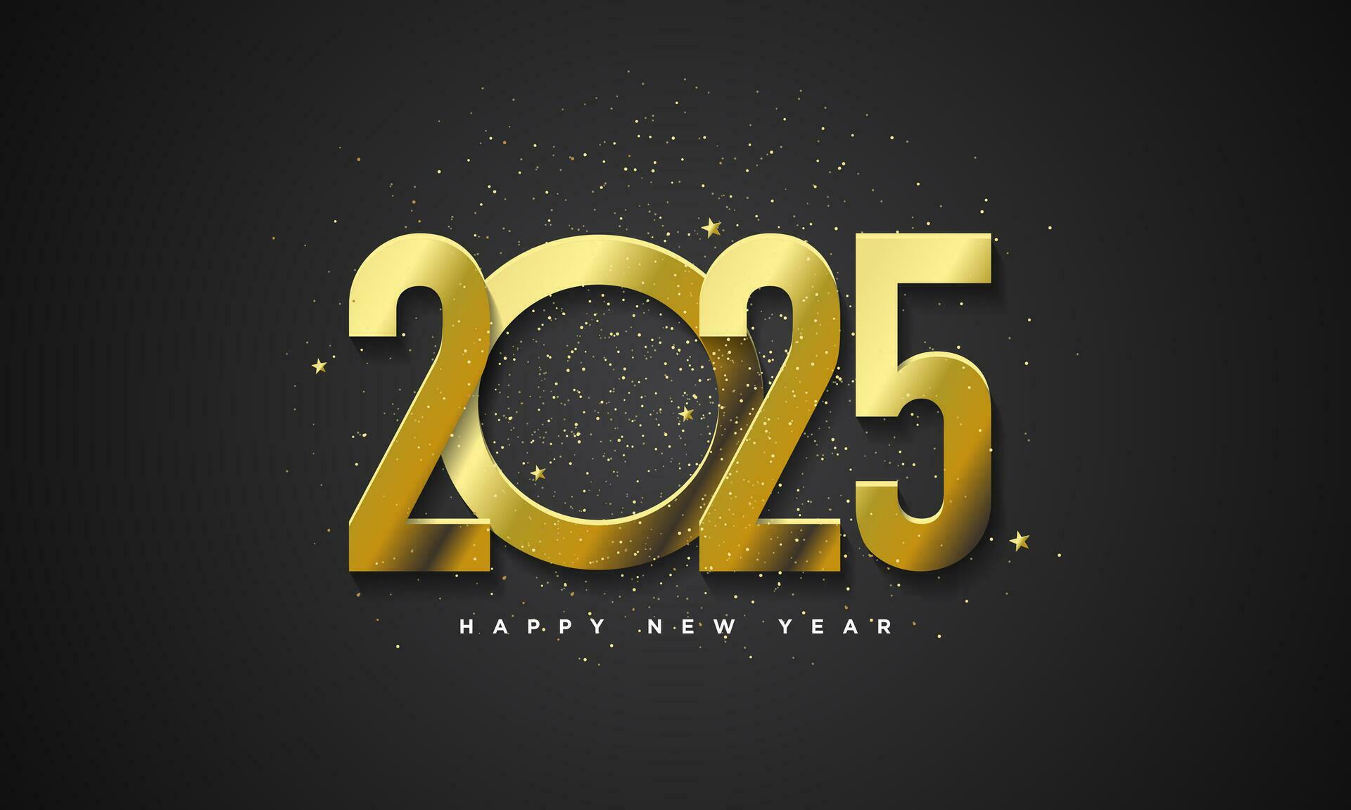 Happy new year 2025 background design on black background. 33127406