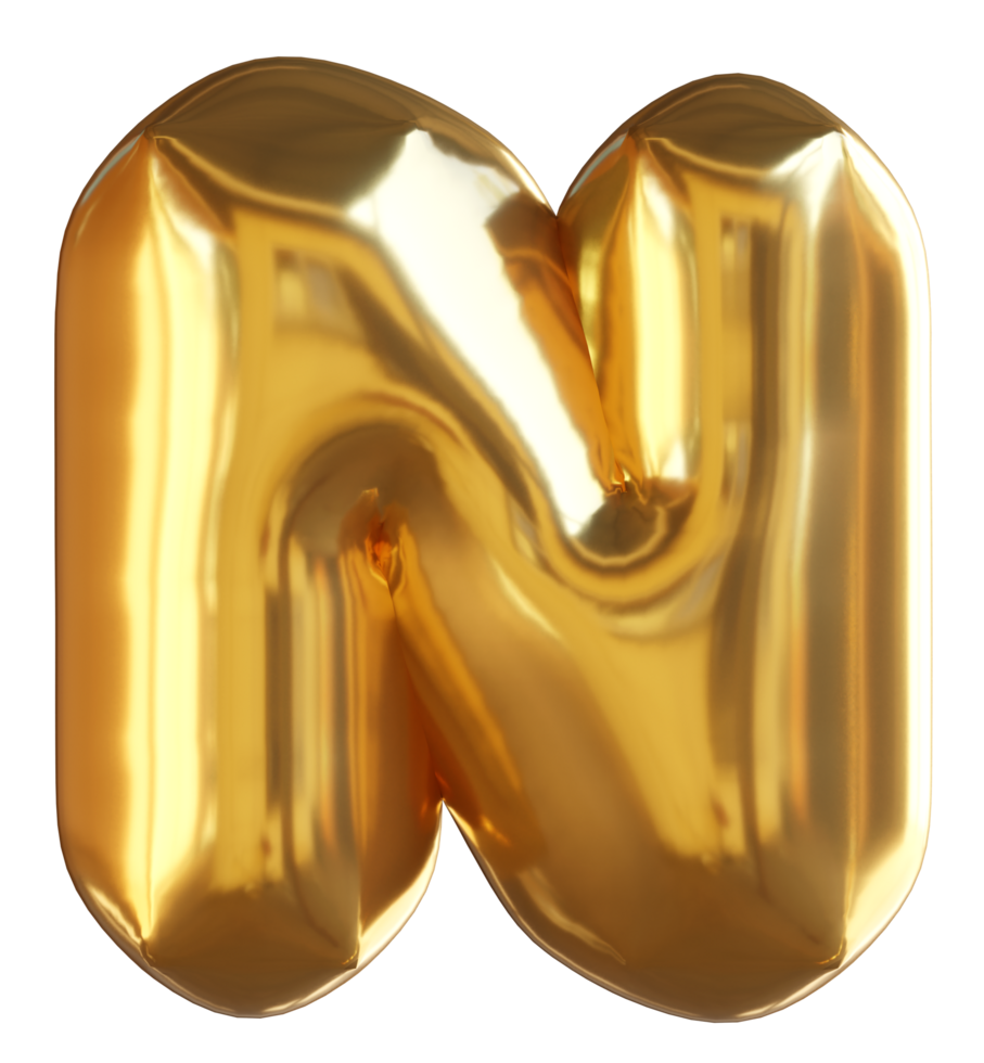 Golden balloon Alphabet N png