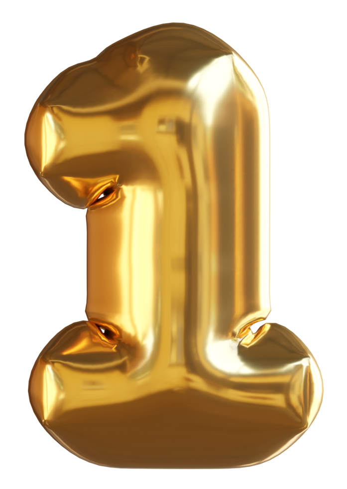 Golden balloon number 1 png
