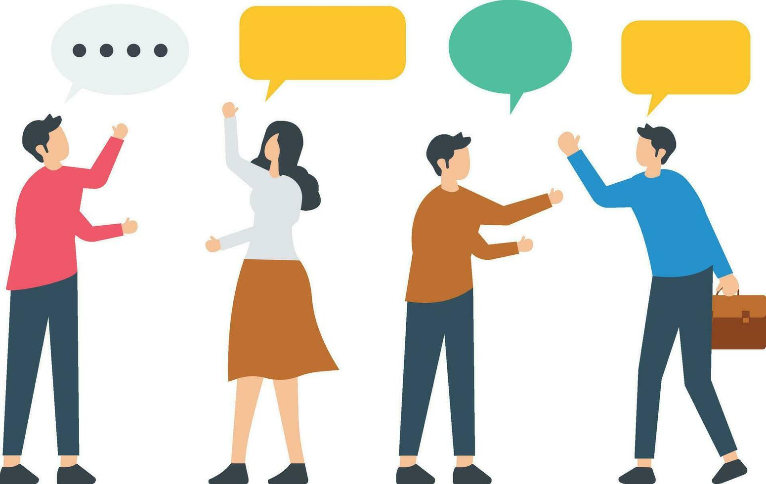 Team Debate, Discussion, conversation for ideas, meeting, debate or team communication, colleague chatting, opinion concept vector
