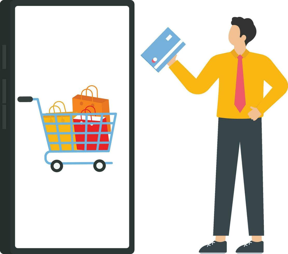 Online Shopping with credit card payment vector