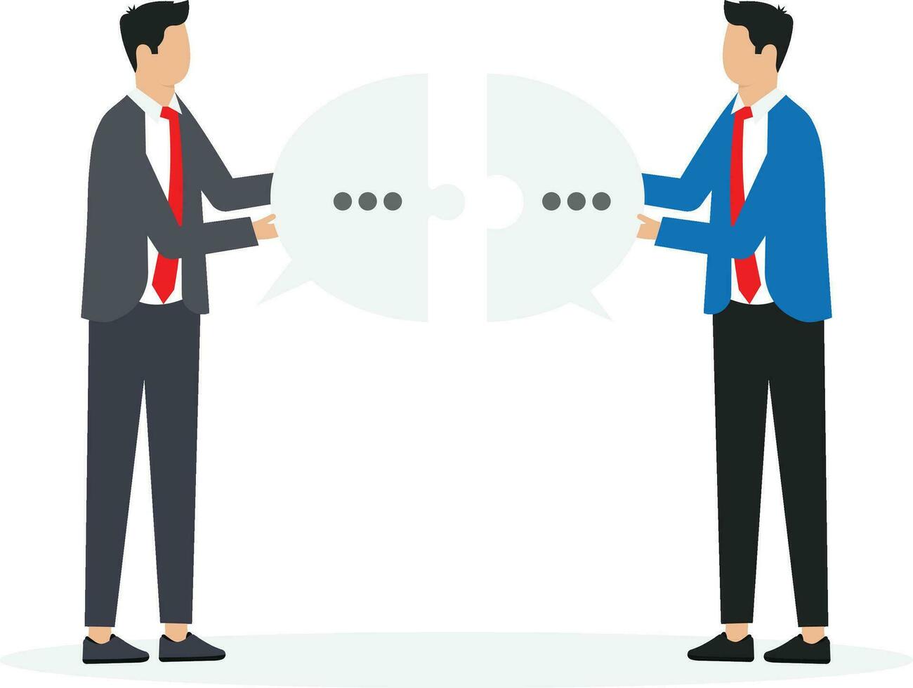 Success communicate, discussion or interview, achieve business agreement, solution or partnership deal, perfect match connection concept vector