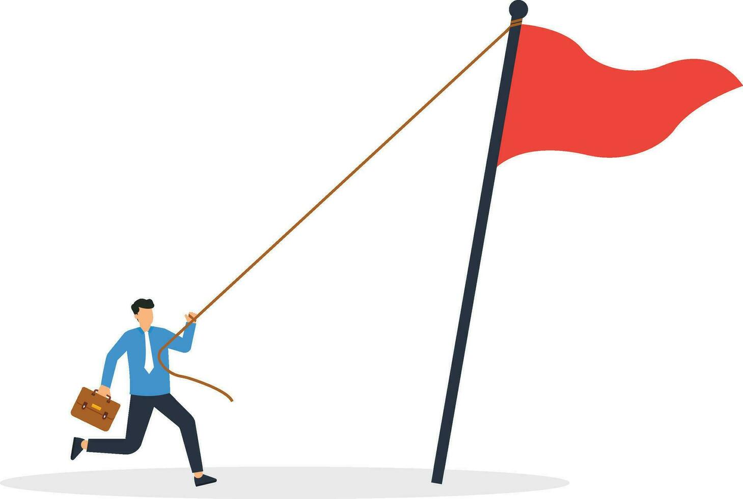 A businessman raises a red flag. Business victory and success achievement vector